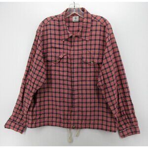 18 East Shirt Large Button Up Plaid Field Work Flap Pockets Drawstring